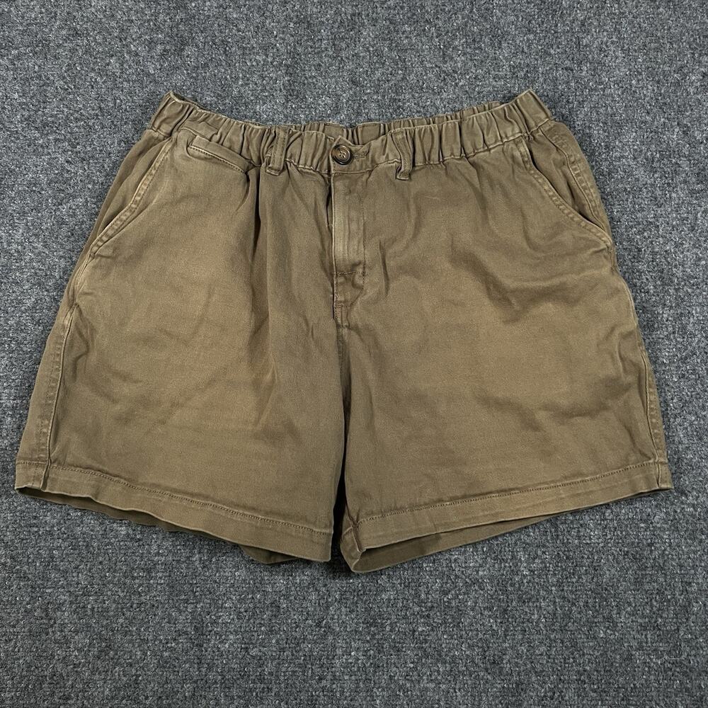 Cove USA Chino Shorts Mens 34 Green Elastic Waist 5" Inseam Excellent